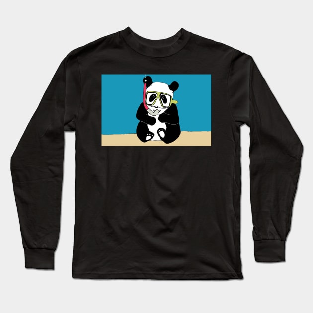 Snorkel Panda Long Sleeve T-Shirt by JurassicPanda